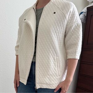 BELLA LUXX Zip & Snap Short Sleeve white Quilted Blazer Jacket Women's Size XS